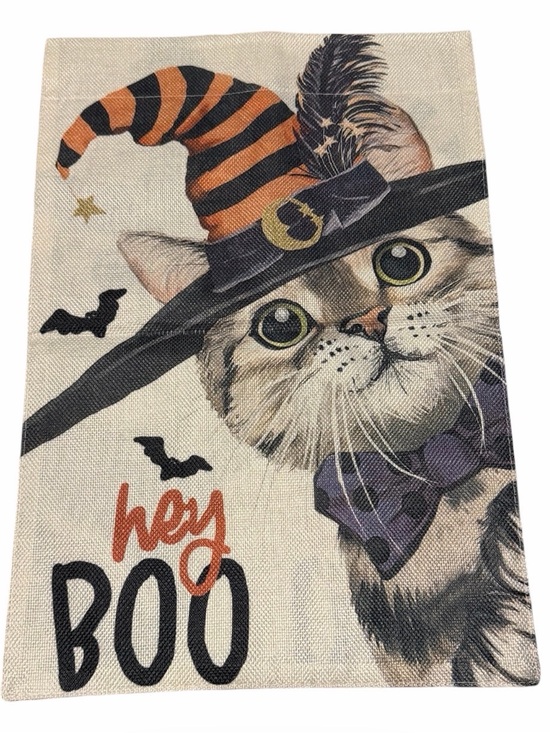 Other - "Hey Boo" Halloween Witch Cat Garden Flag – New in Package